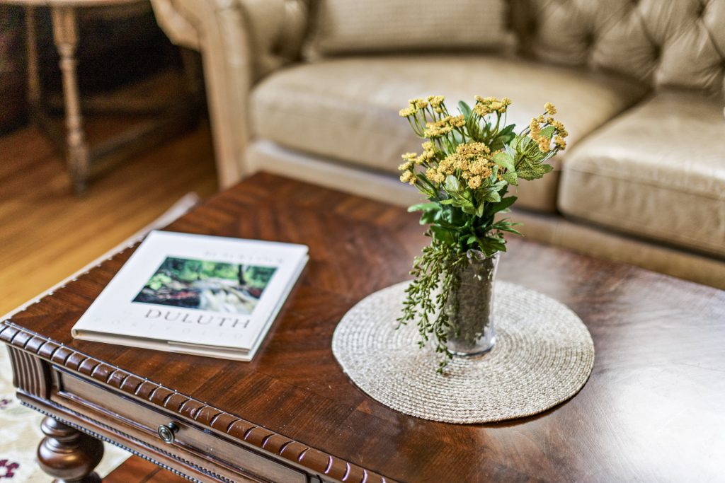 Sit back and enjoy a cup of coffee and company in the grand living room.