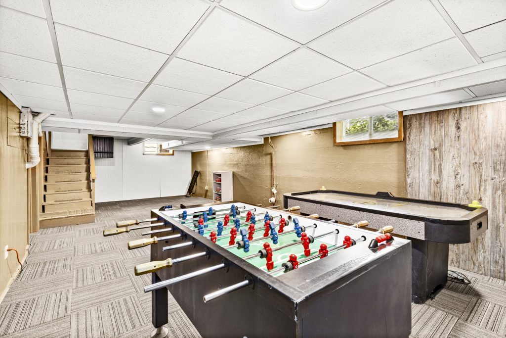 Foosball and air hockey downstairs when the weather turns.