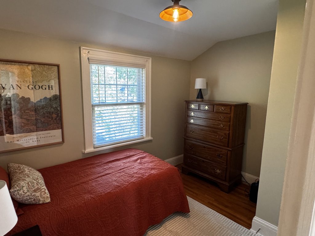 Cozy Room on second floor. Window overlooking front yard/garden.