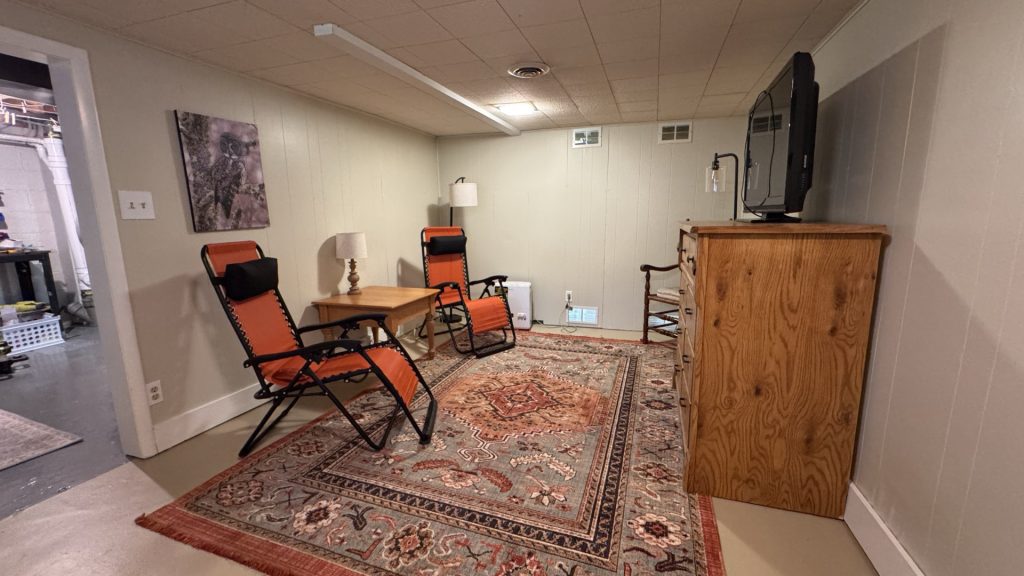Basement tv room at The Gilliat House, Duluth, MN
